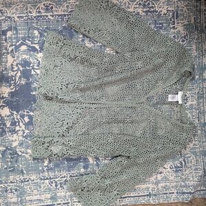 Alfred Dunner Green Lace Cardigan